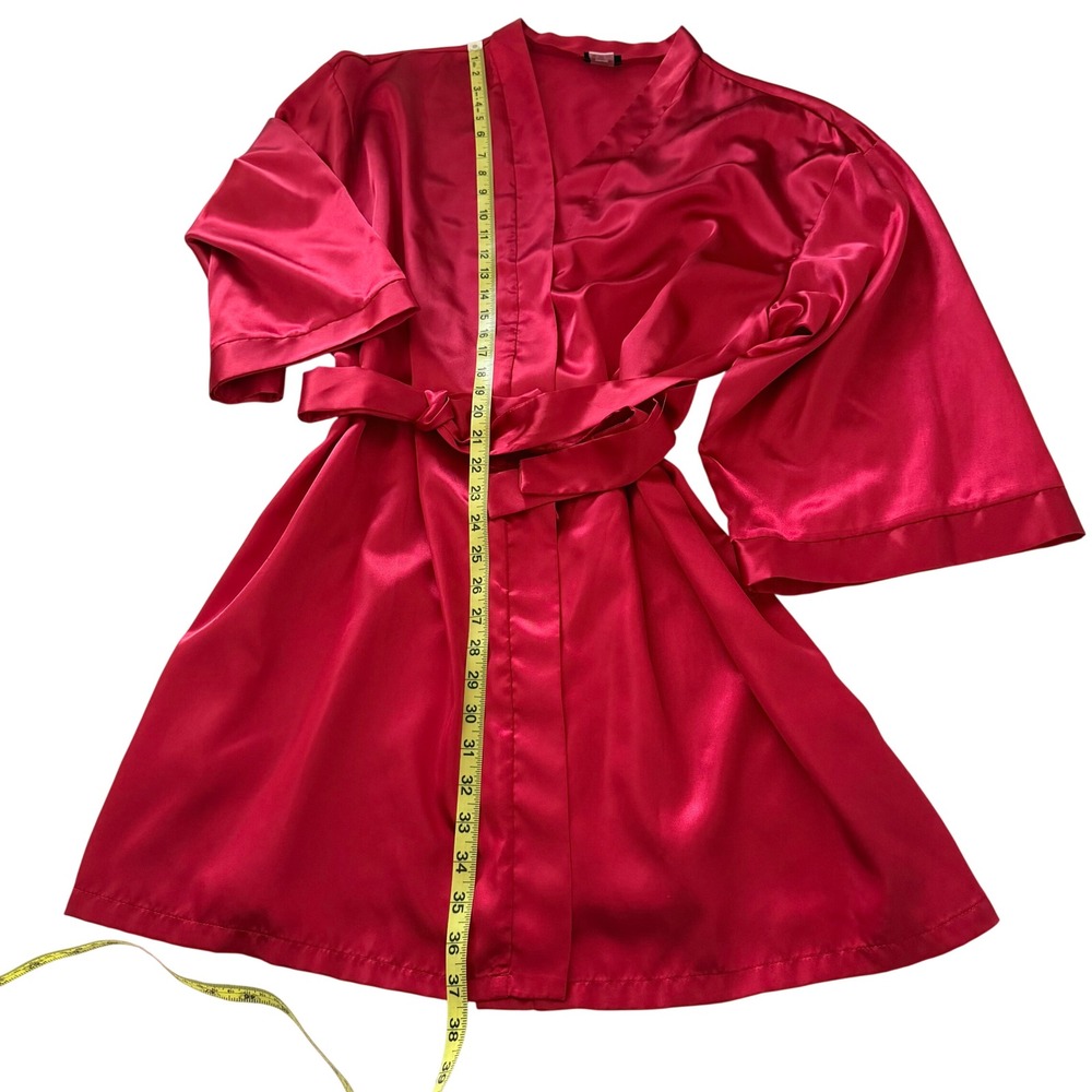 Dreamgirl Red Satin Robe Kimono Short Belted Sleepwear Plus Size 3X/4X Nice - Picture 5 of 11